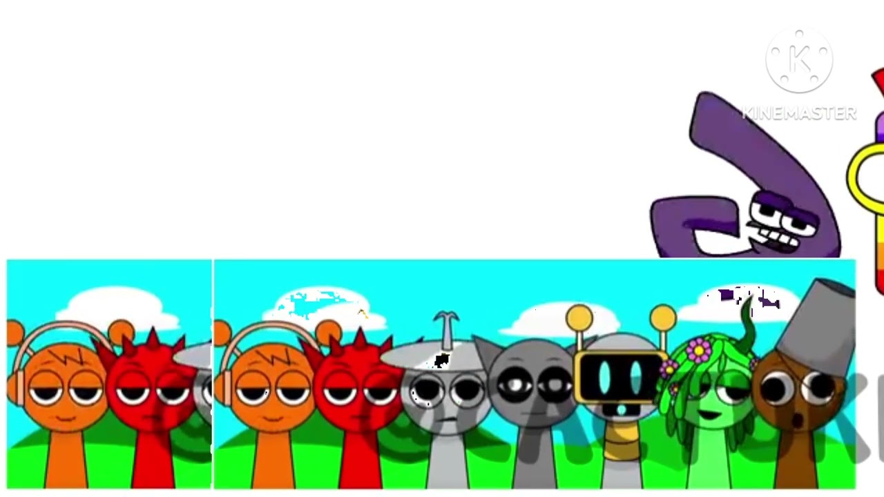 Sprunki OC G (from Alphabet Lore) and Seven (from Numberblocks) creator: @cactukk
