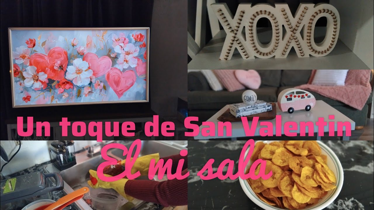 UN TOQUE DE SAN VALENTIN EN MI SALA 🩷platanitos chips receta ✨️