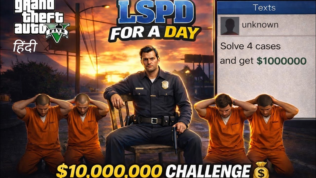 One Day as LSPD 👮‍♂️ | $10 Million Challenge in GTA 5 🔥 (Hindi)