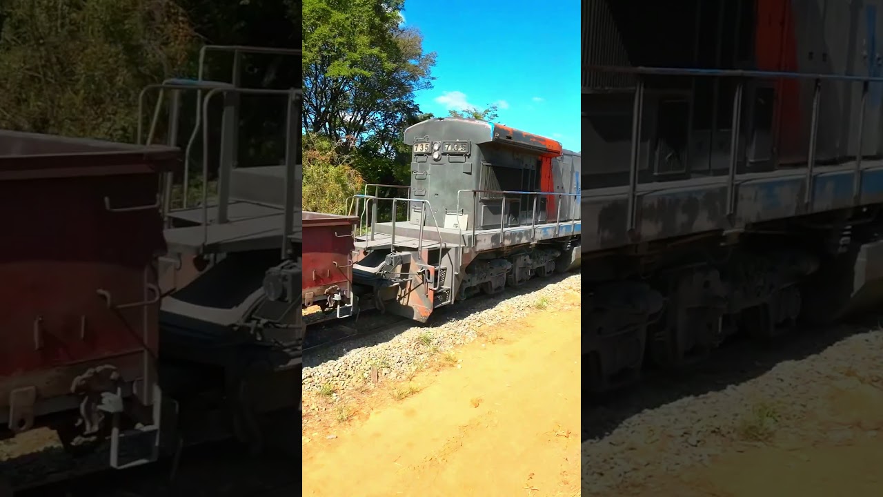 Trem carregado Locomotiva remota BB36-7 na passagem de n&iacute;vel em Formiga #shorts