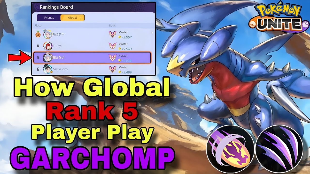 How Global Rank 5 Player Play GARCHOMP | Dragon Rush + Dragon Claw | Pokemon Unite