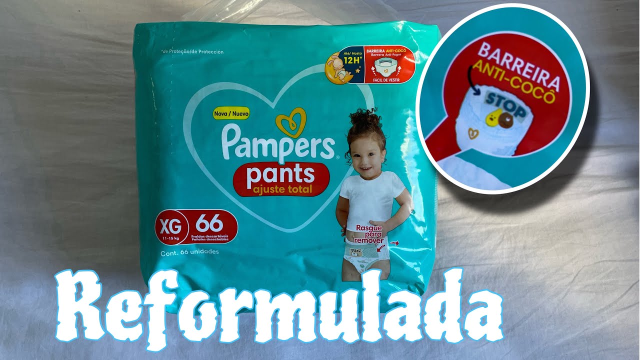 ❌fralda Pampers ajuste total , agora com barreia anti- cocô 💩 🤭