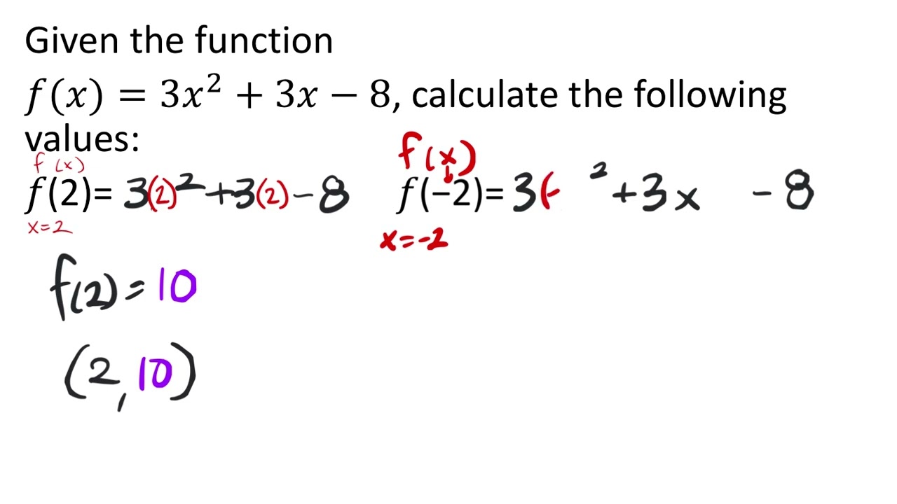 Given a function in Function Notation - Find the Values