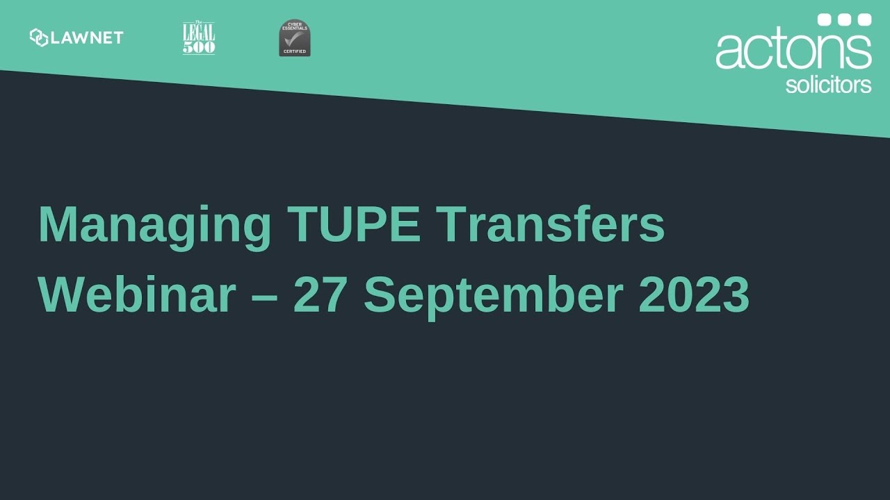 Managing TUPE Transfers Webinar