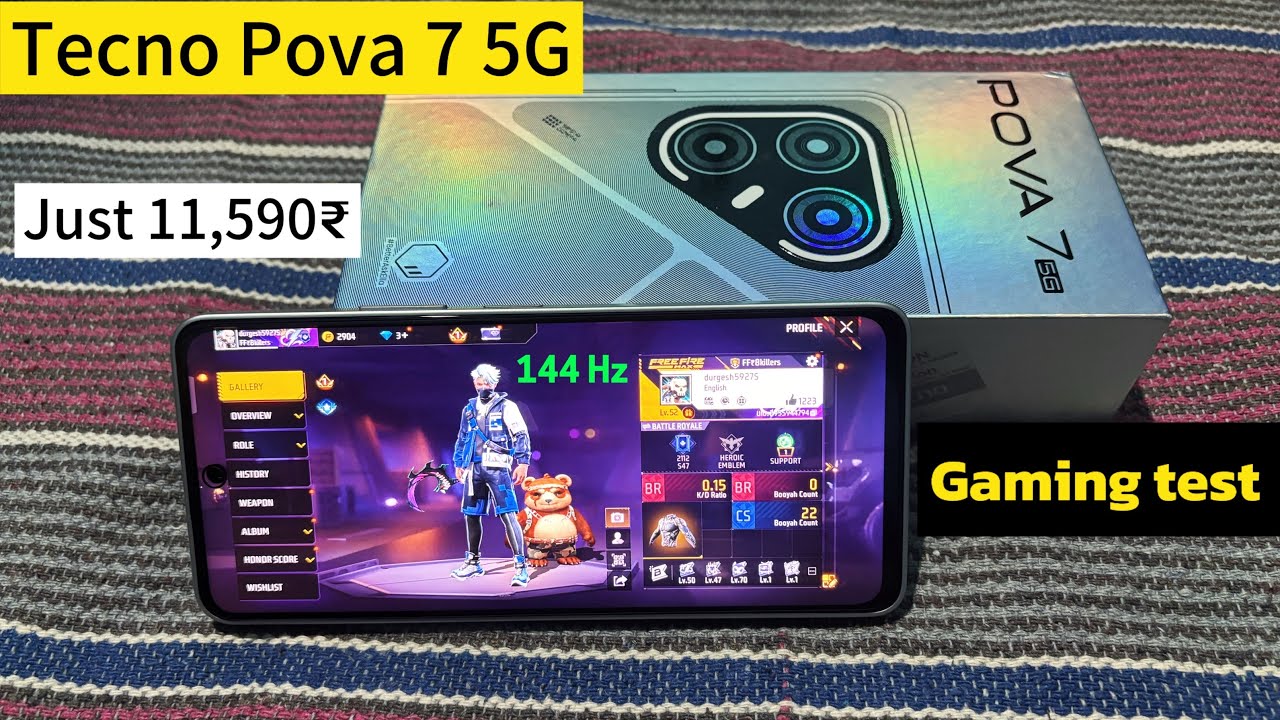 Tecno Pova 7 5G Free Fire Test 🔥 | 90 FPS Ultra Gameplay + Battery & Heating Test
