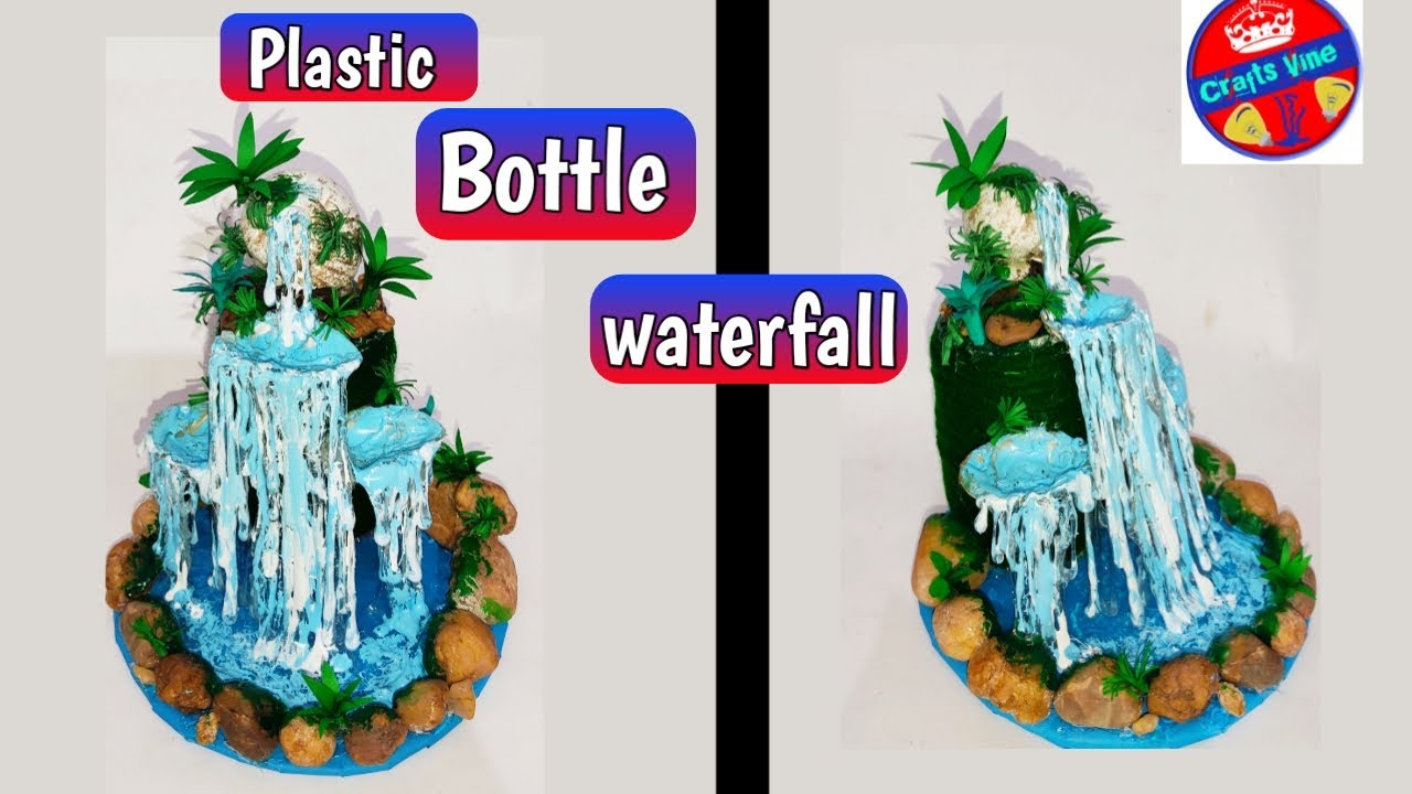 Plastic bottle and seashell waterfall//Hot Glue and sea Shell water fountain//Crafts Vine