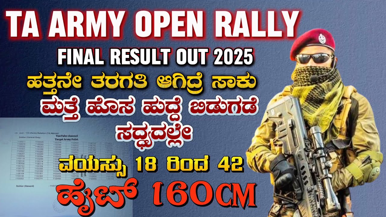 TA ARMY OPEN RALLY FINAL RESULT OUT 2025 | TA RALLY NOTIFICATION 2026 | TA ARMY AGE INFORMATION 