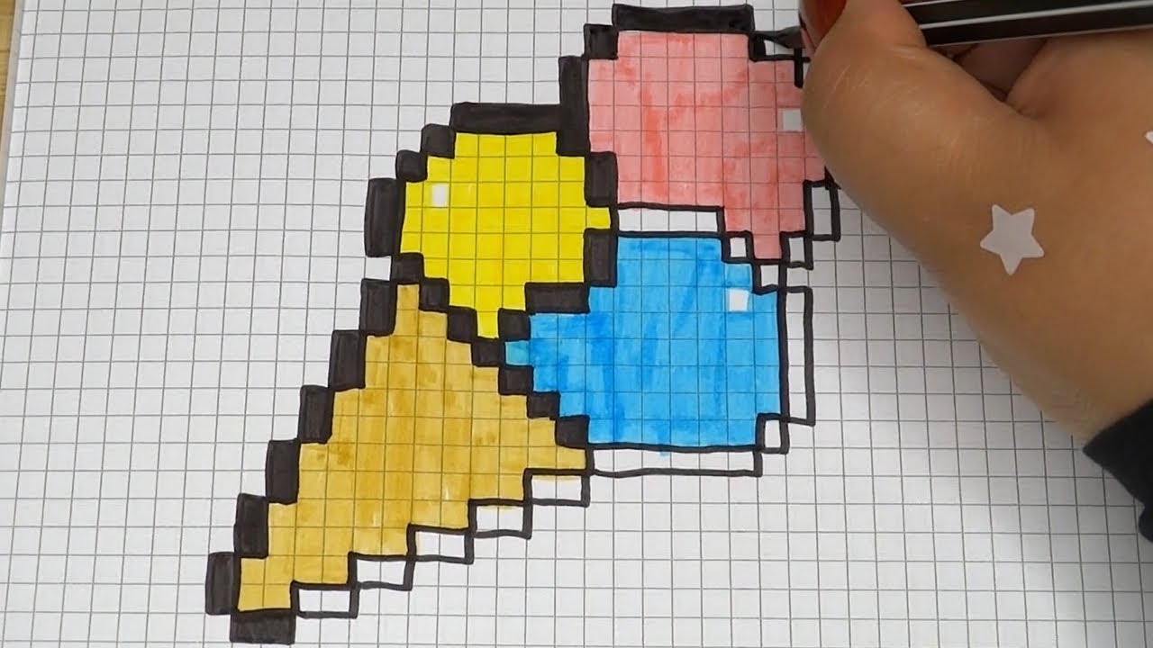 DIY Handmade Drawing Pixel Art | How to draw a cute Ice Cream Cone | Easy Ice Draw with Me