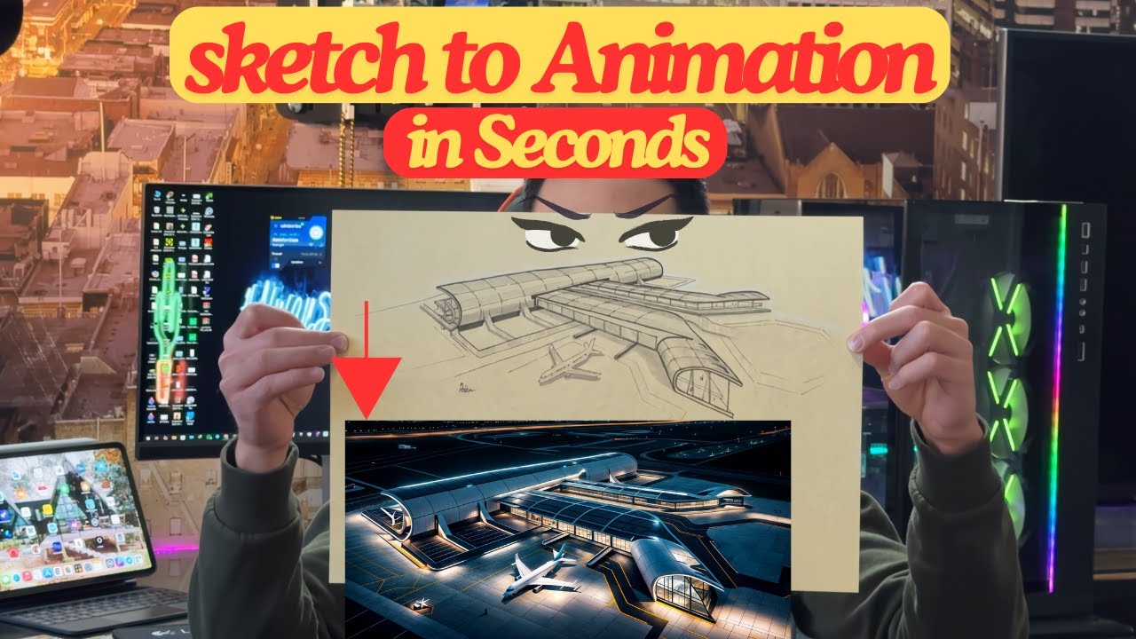 تبدیل طراحی اسکیس معماری به رندر و انیمیشن در چند ثانیه😍 l fastest way for sketch to animation ai