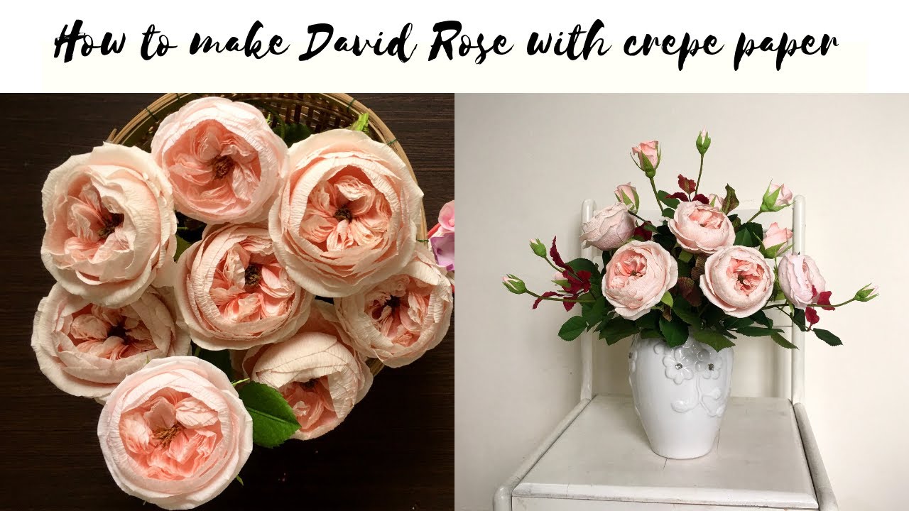 Làm Hồng David bằng giấy, How to make David Rose with crepe paper| Giáng Sinh Handmade