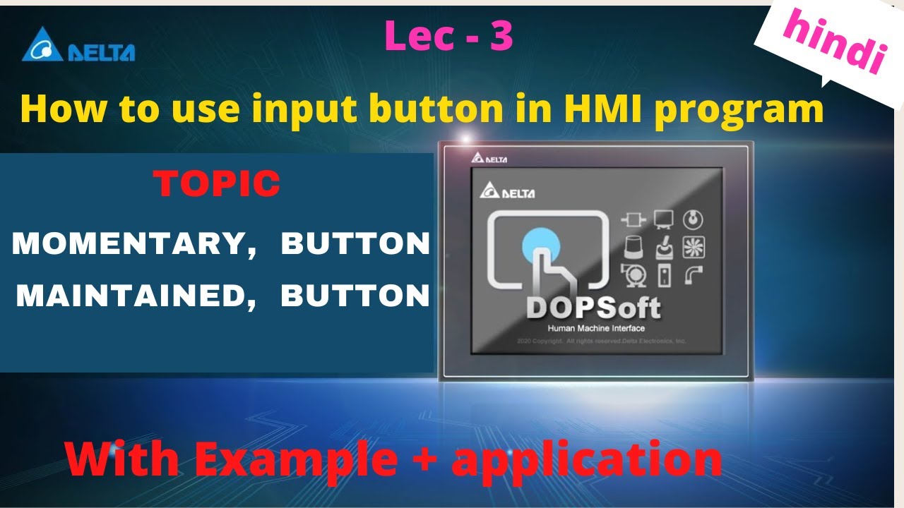 how to create Momentary push button in hmi | maintained button in hmi | delta hmi button use | hmi |