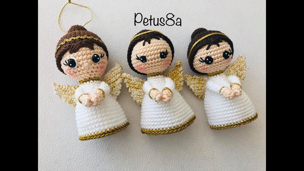 Como tejer ángel para tu árbol de navidad o bautizo amigurumis by Petus (English subtitles)