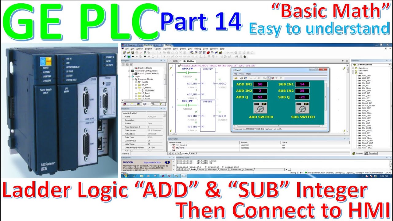 Proficy Machine Edition software connect with PLC GE basic math 