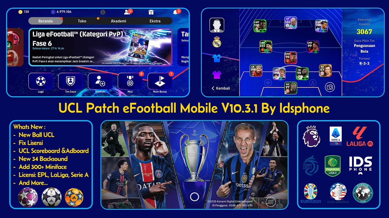 UCL Patch eFootball Mobile V10.3.1 by Idsphone