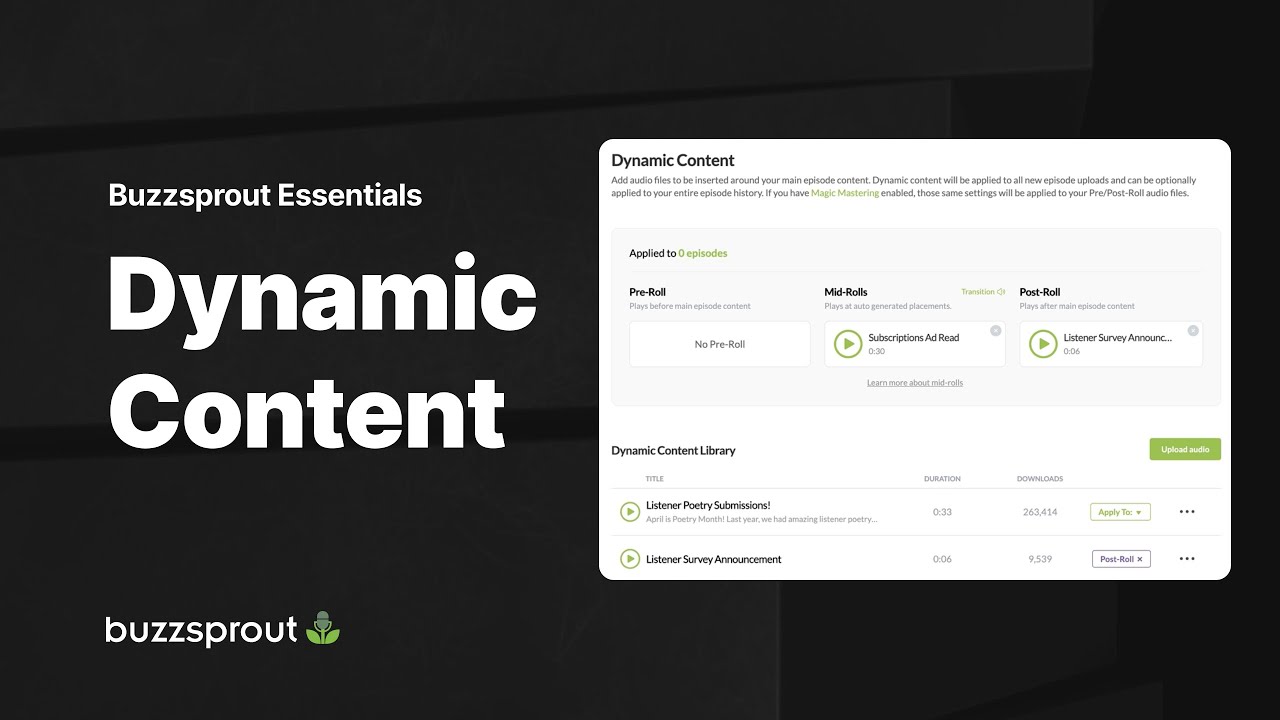 Dynamic Content &mdash; Buzzsprout Essentials