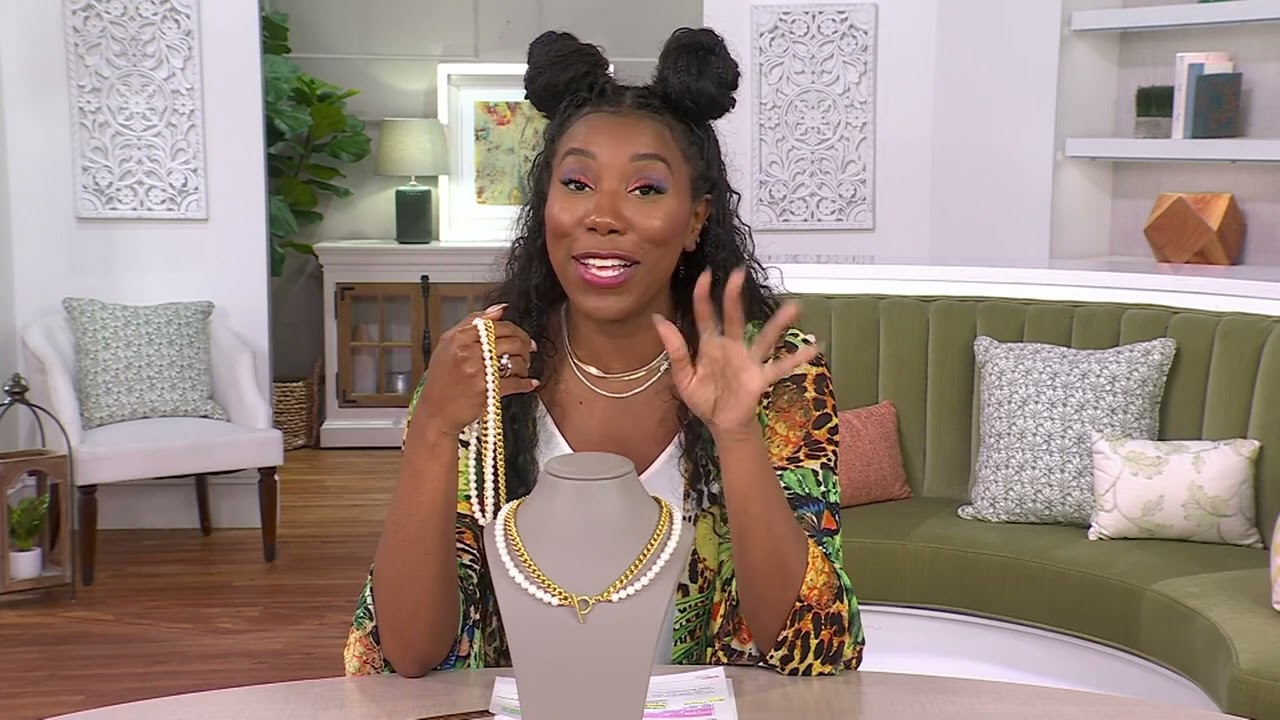 Honora-Halskette mit Zuchtperlen und Panzerkette mit T-Steg, Sterling auf QVC