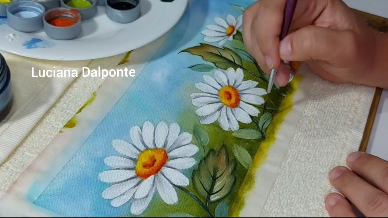 Como Pintar Margaridas. Pintura em Tecido. Luciana Dalponte