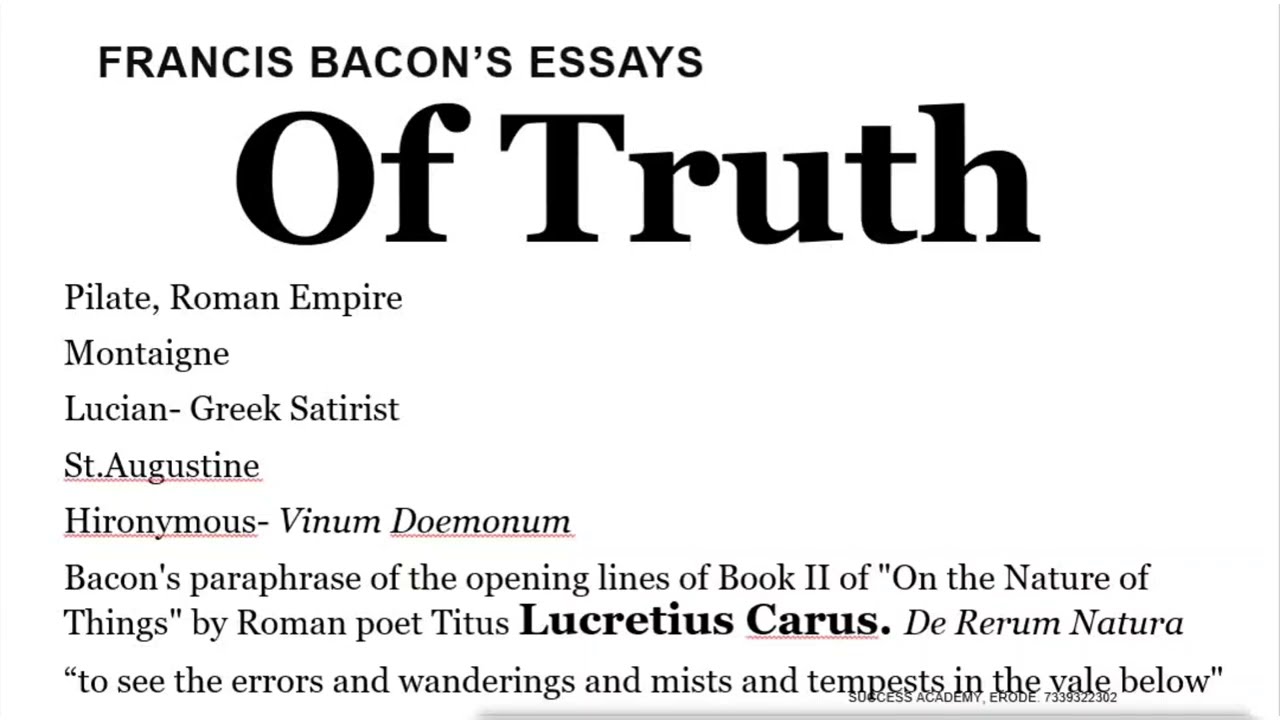 Of Truth by Francis Bacon #pgtrb #francisbacon