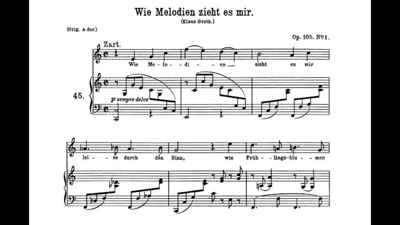 Wie Melodien (J. Brahms) - C Major Piano Accompaniment - Karaoke