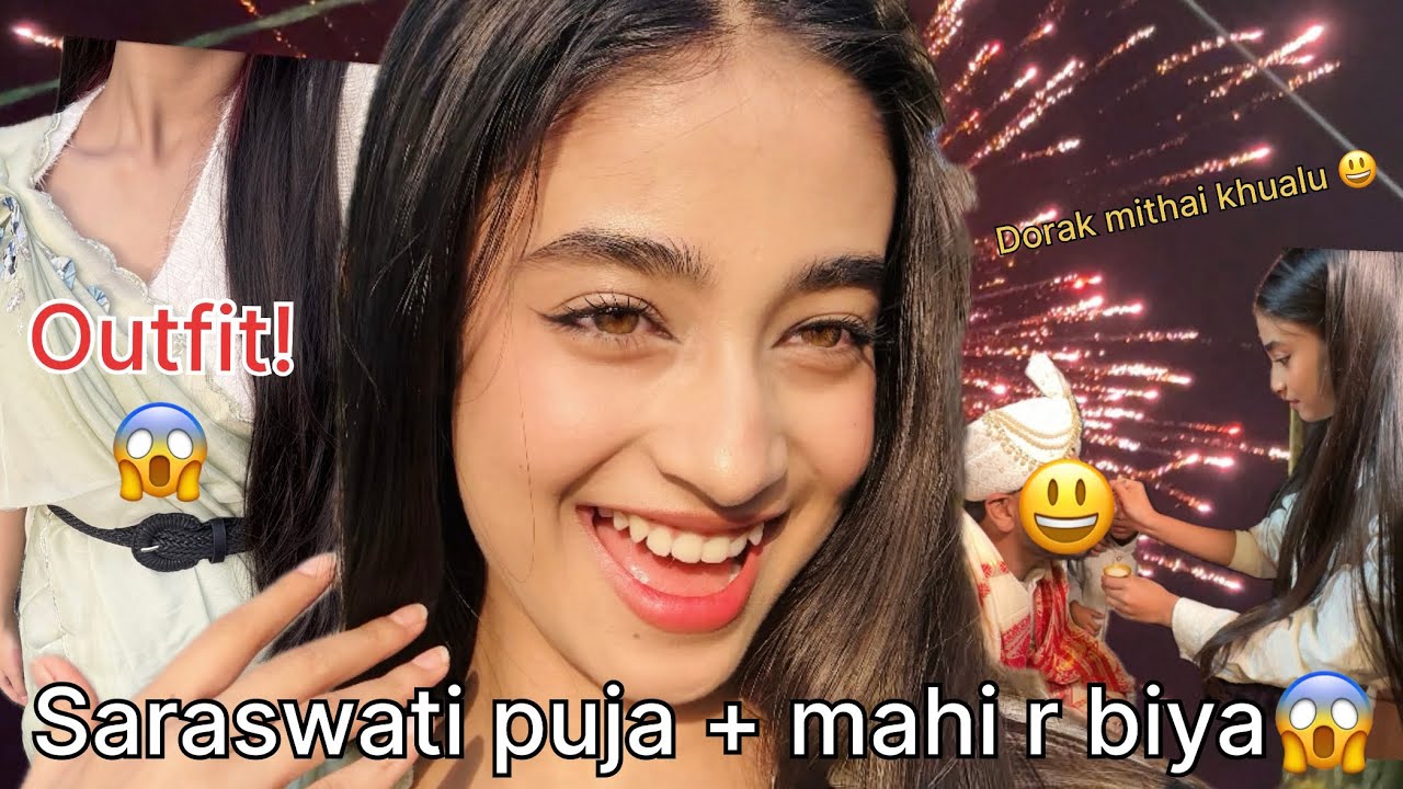 Saraswati puja r vlog + mahi r biya || with twist 😱