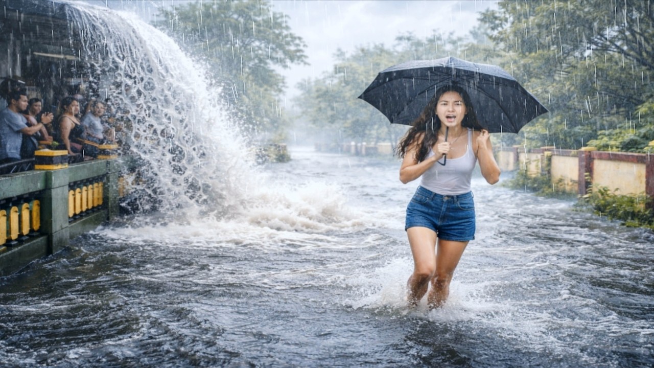 SUPER CRAZY RAIN! THE BIGGEST RAINSTORM ACCOMPANIED BY POWERFUL THUNDER,STRIKES VILLAGE IN INDONESIA