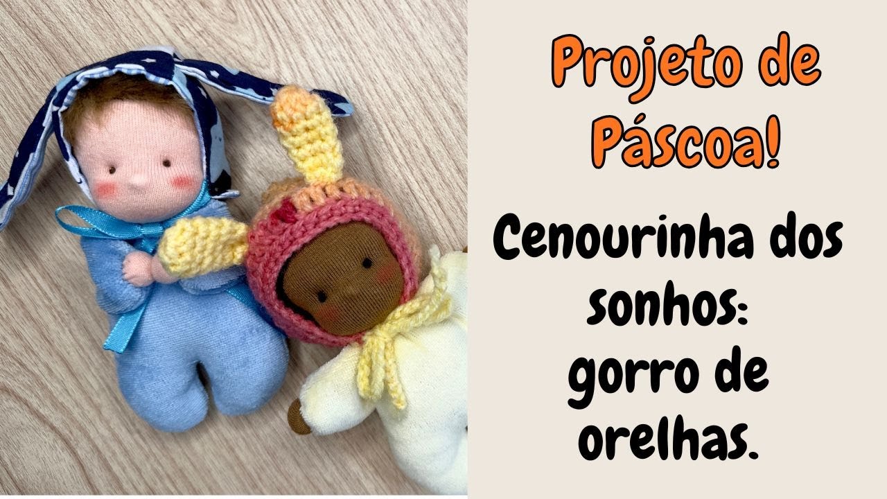 Presente de Páscoa fofo e criativo | Bonequinho e um coelhinho na cama de cenourinha.
