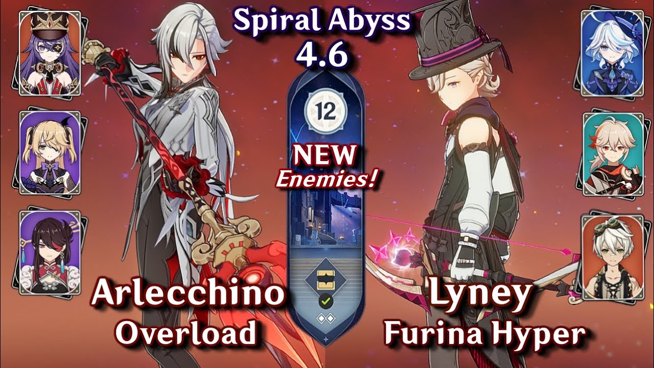 C0 Arlecchino Overload & C0 Lyney Furina | NEW Spiral Abyss 4.6 - Floor 12 9 Stars | Genshin Impact