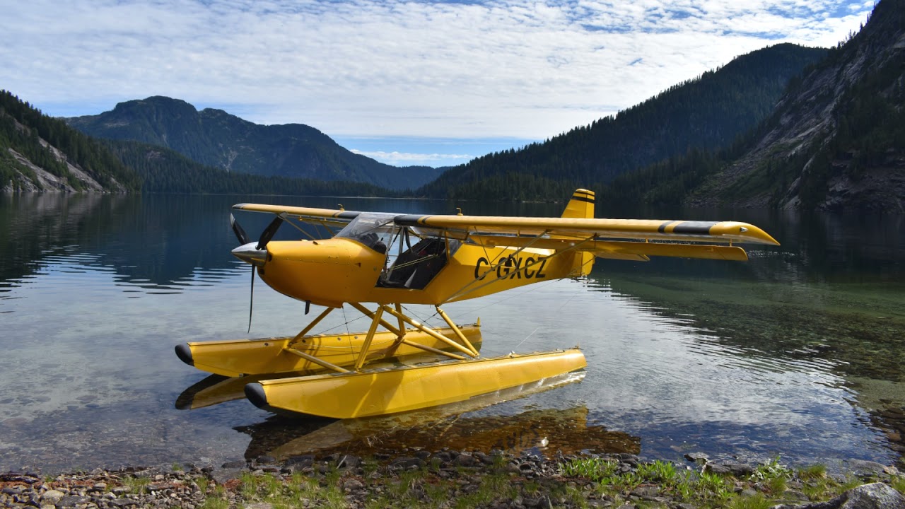 Revised. An afternoon flight to 2 mountain lakes in Kitfox 7 - glassy water landings - in 1080HD