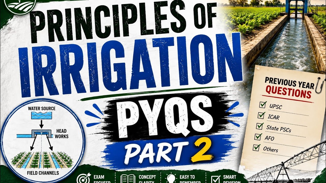 Principles of Irrigation PYQs |Water Management| Agronomy 