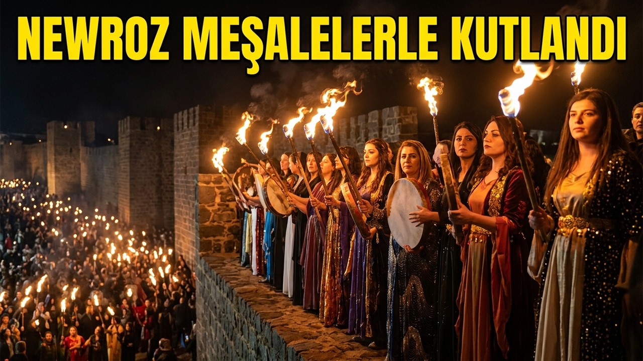 Meşalelerle Newroz kutlaması Diyarbakır'ın tarihi Surlarında kutlandı.