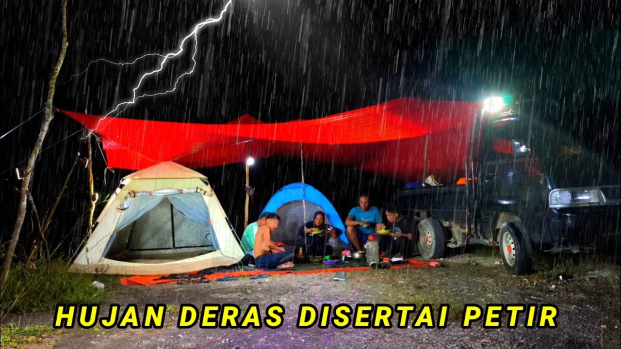diguyur hujan deras nonstop sepanjang malam disertai petir, fishing & relaxing rain sound