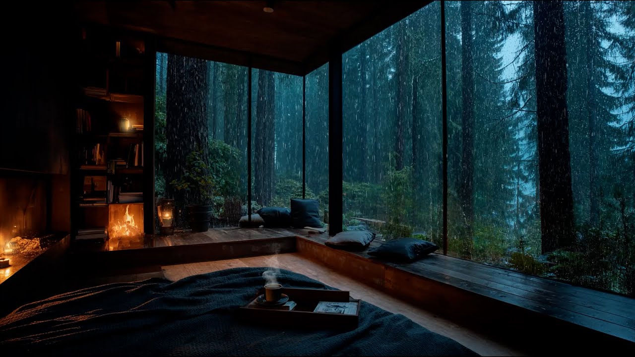 Звуки дождя и камина 🌧️ Музыка для сна, помогающая при бессоннице и глубоком сне