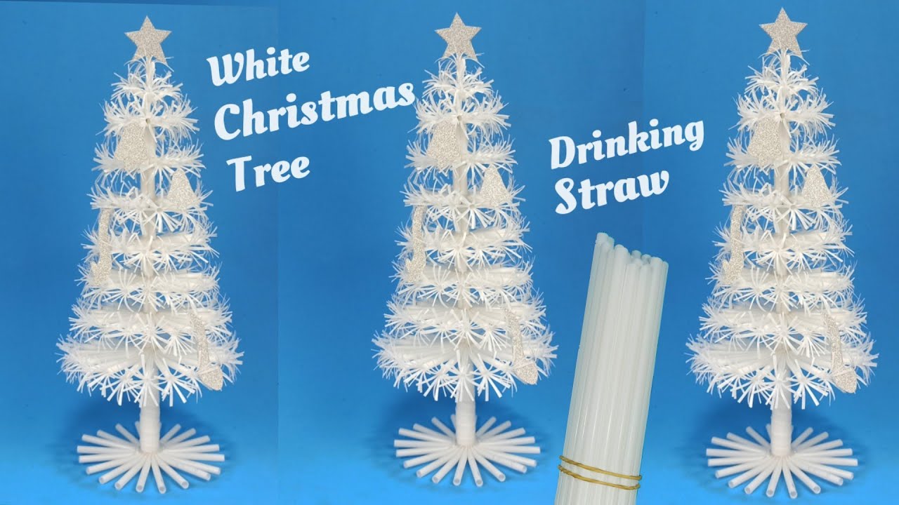 DIY WHITE CHRISTMAS TREE dari SEDOTAN | WHITE CHRISTMAS TREE from DRINKING STRAW