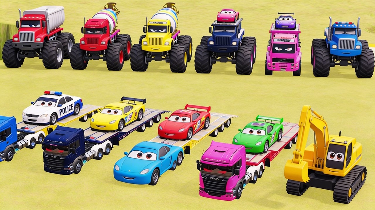 Transporting Colorful Rainbow Trailer Trucks - Farming Simulator 22