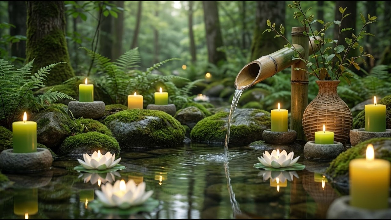 Peaceful Ambience with Bamboo Water Sounds and Soft Piano for Deep Sleep, Meditation & Stress Relief