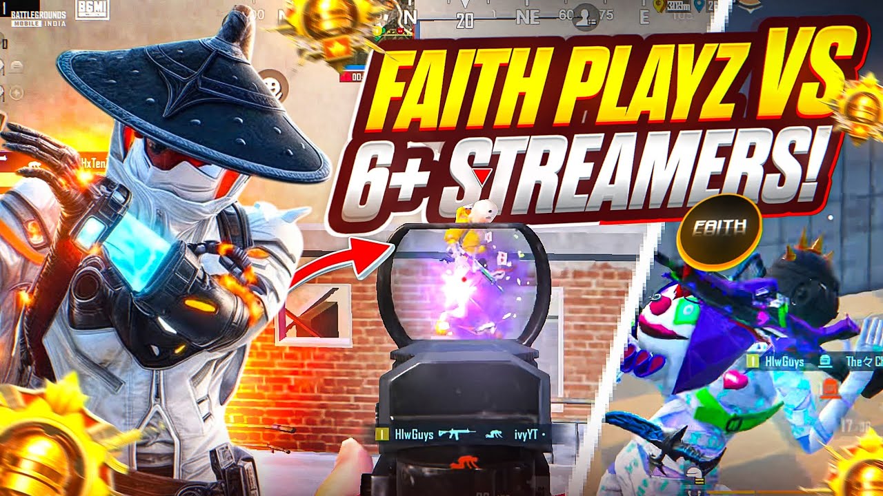 ☠️ 6* STREAMERS VS FAITH IN TOP 500 LOBBIES‼️FASTEST 1V4 CLUTCHES BGMI/PUBG MOBILE