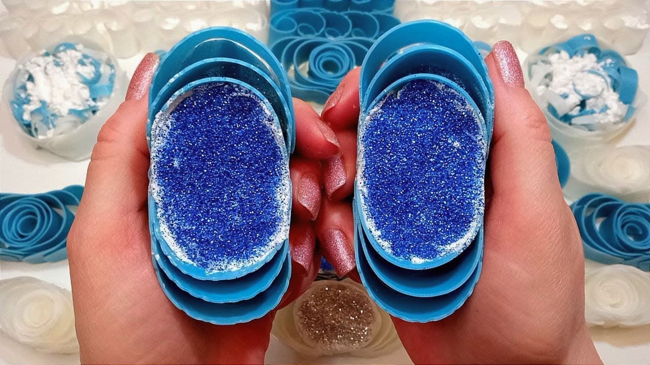 Crushing soap boxes with starch - Soap curls with starch  - Satisfying Videos