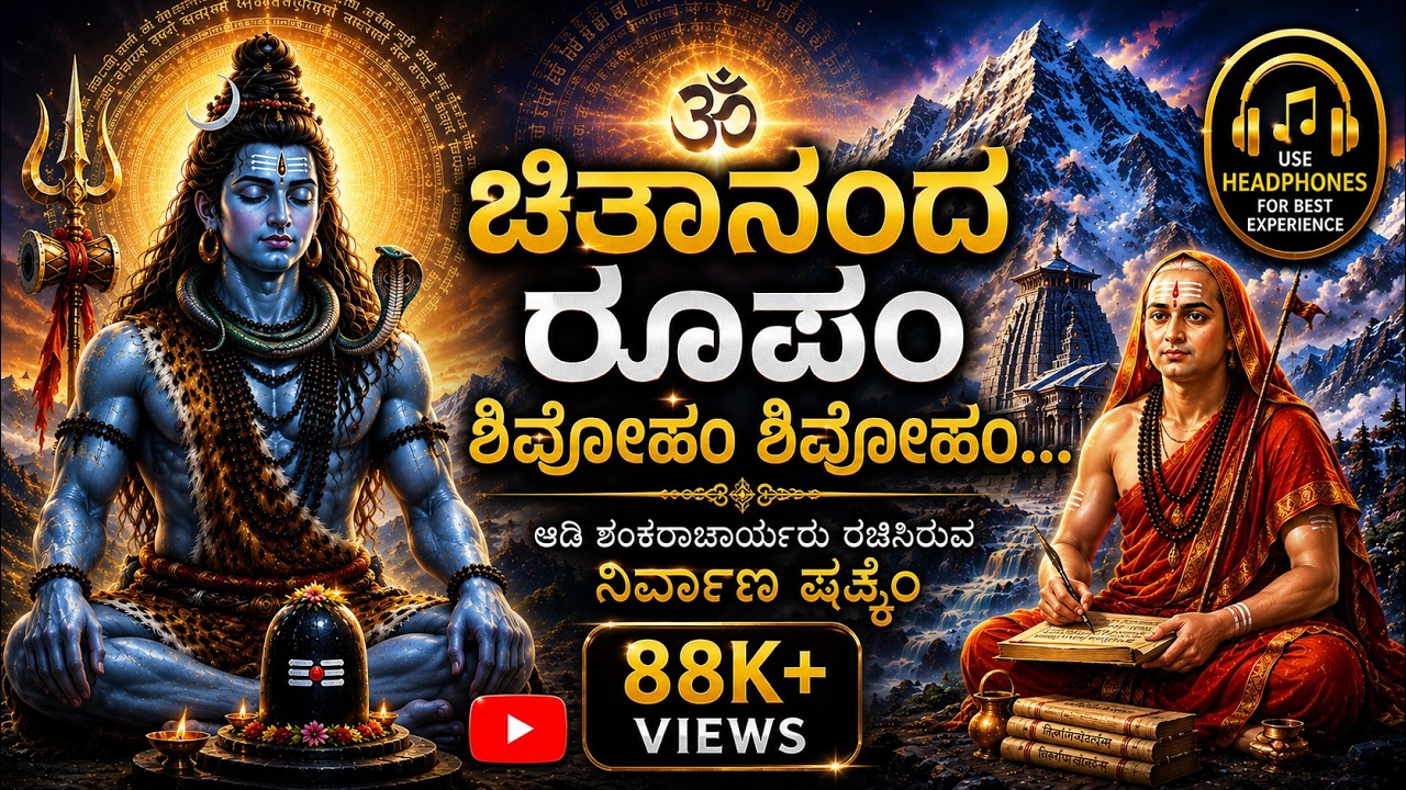 ನಿರ್ವಾಣ ಷಟ್ಕಂ ಕನ್ನಡ | ಶಿವೋಹಂ ಧ್ಯಾನ ಗೀತೆ | Nivrana Shatakam Kannada Meditation Song shivoham kannad