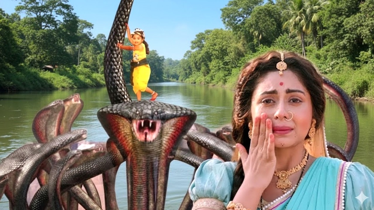 यमुना नदी में भयंकर कालिया नाग को पराजित कर उसके शीश पर खड़े हुए कान्हा @merekanha905