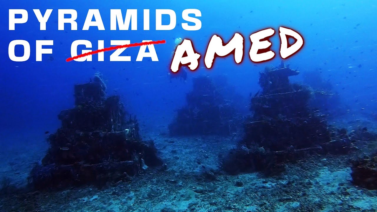 Most popular dive site in Amed. Diving around underwater Pyramids in Bali.