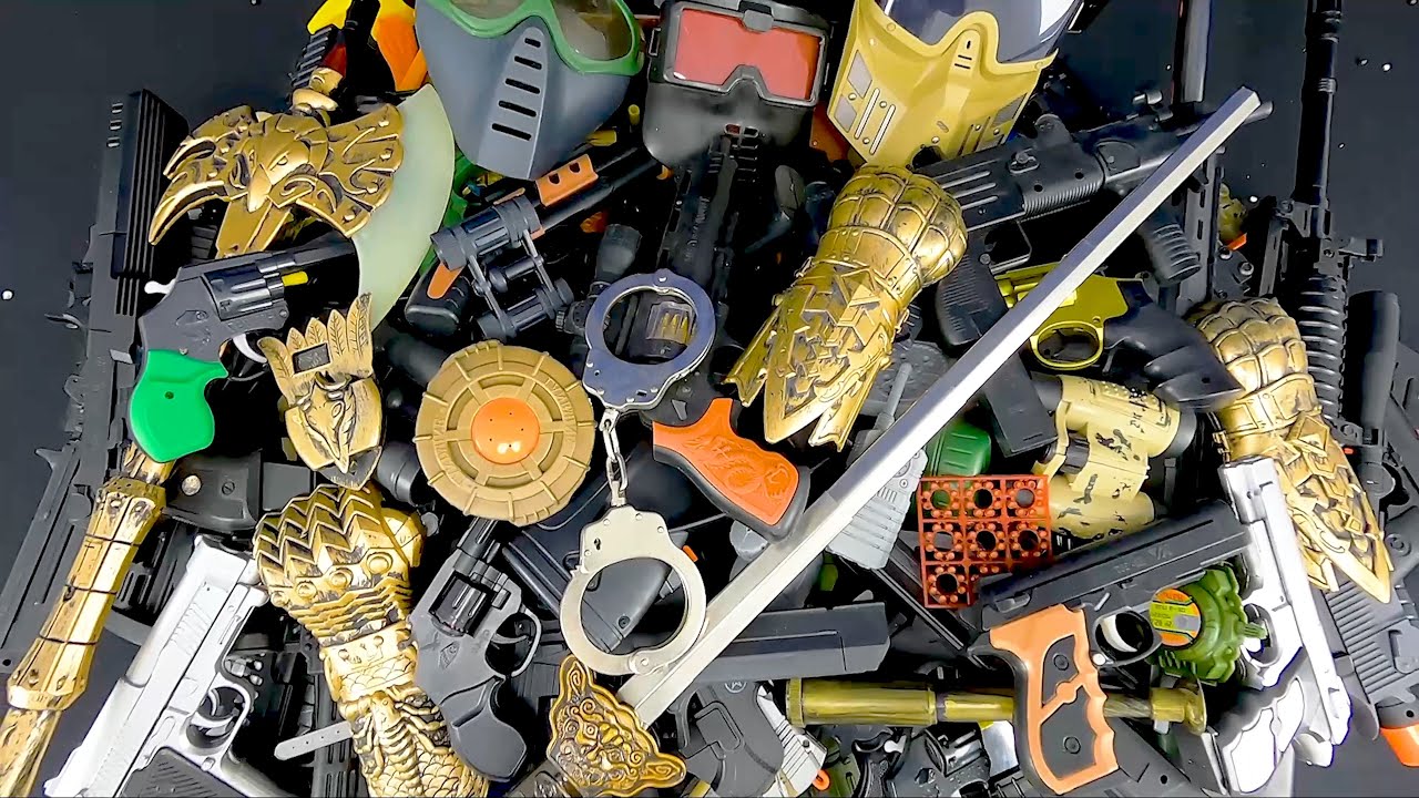 Military Toy Weapons Box Unboxing 🔥 M4 Style Rifles, Shotgun, Glock Style Pistols + Gold Sword & Ga