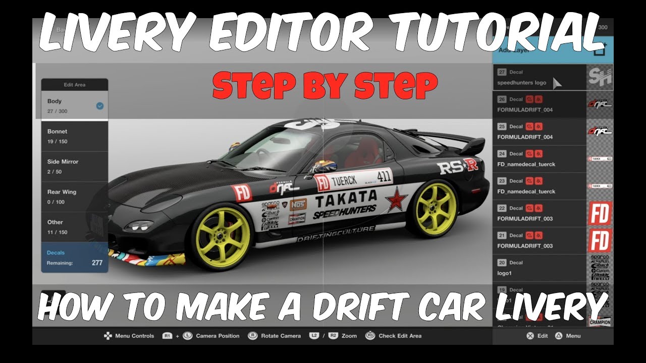 GT Sport Livery Editor: How To Make a Drift Car Livery | Step By Step | Tutorial