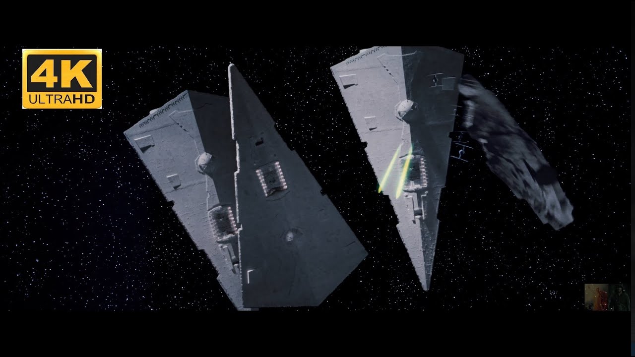 4K Star Wars Ep.V - Empire Strikes Back: Millennium Falcon Asteroid Field Chase