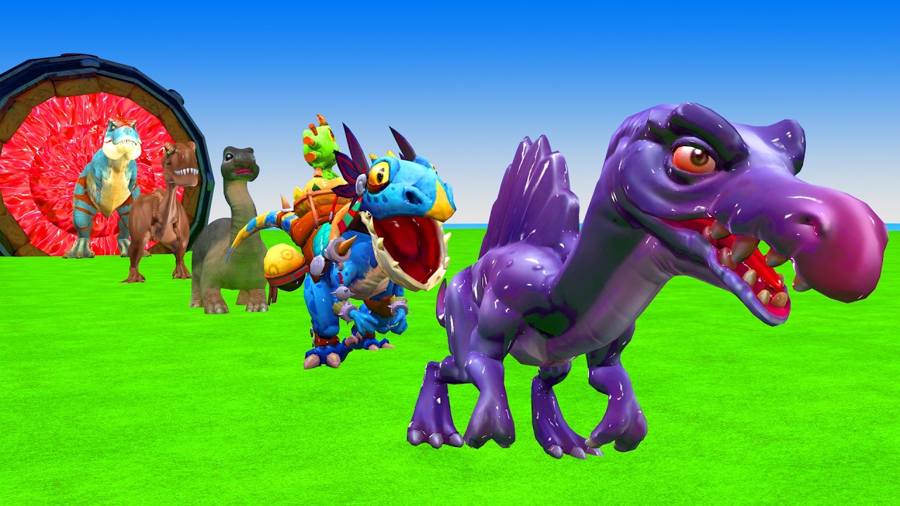 Long Slide Game With Cow Elephant Gorilla Hippopotamus Tiger - 3d Animal Game - Funny 3d Animals