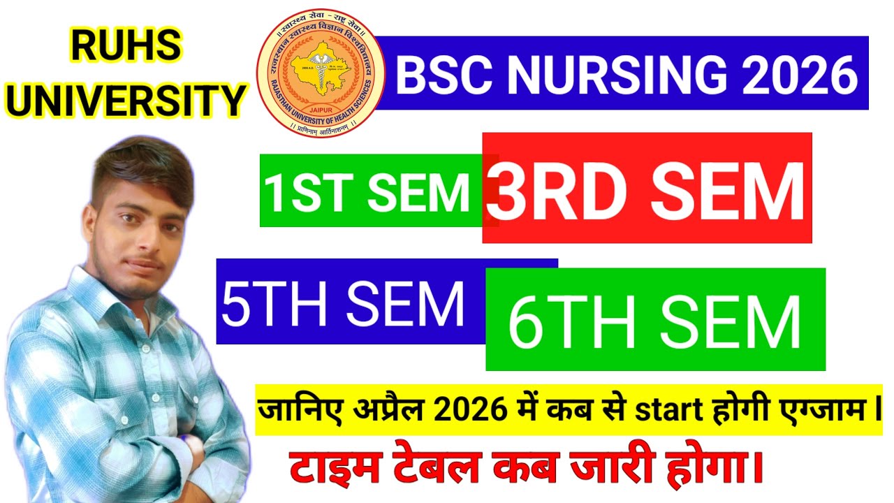 RUHS BSC NURSING SEMESTER EXAM APRIL 2026 TIME TABLE JARI  NURSING EXAM APRIL 2026