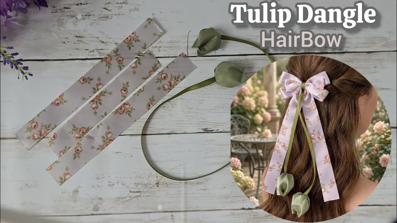 How to Make a DIY Floral Ribbon Bow with Tulip Charms | Easy Hair Accessory Tutorial