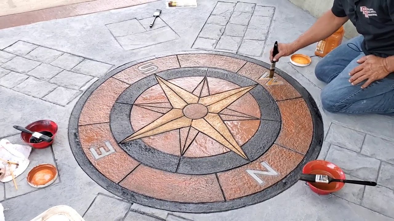como estampar esta brujula Hazlo  tu mismo stamp concrete DIY