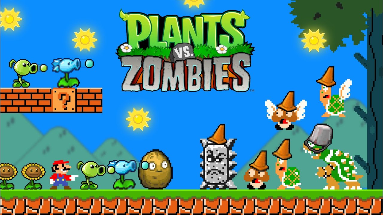 Super Mario Bros., но это Plants vs. Zombies...