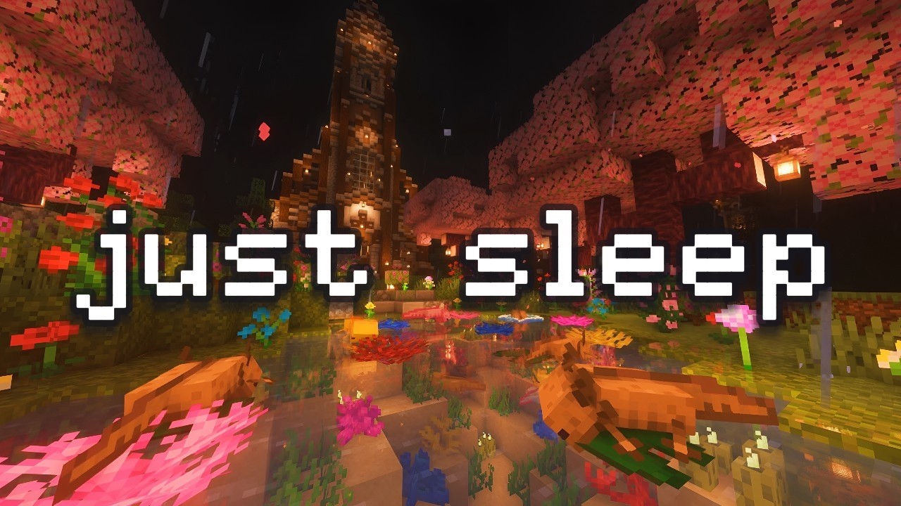 🌙 Засни спокойно ⎮ Дождь в Minecraft и умиротворённая атмосфера сакуры