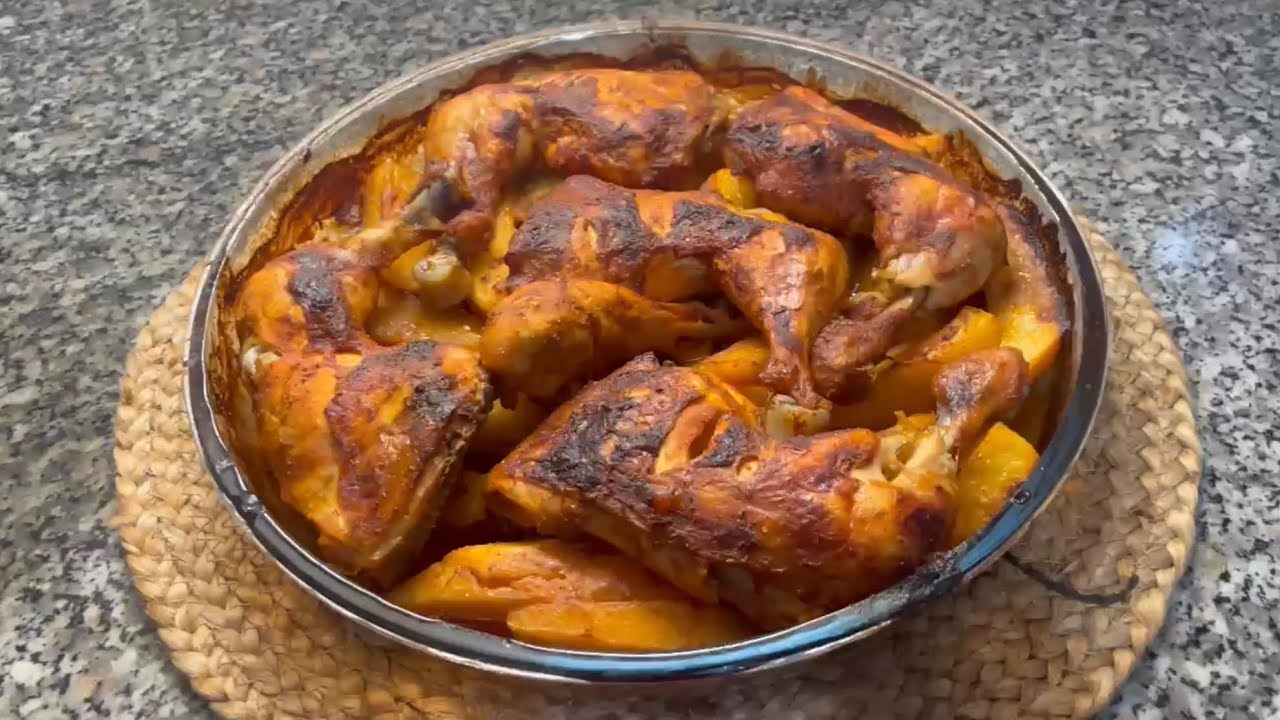 دجاج مشوي بالفرن مع البطاطا لون وطعم غير شكل🍗🥔